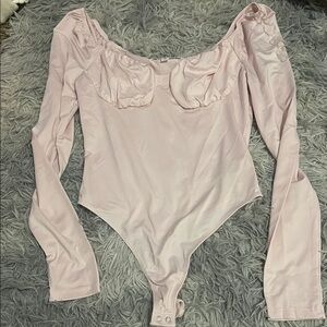 Chic Light Pink Off-Shoulder Bodysuit